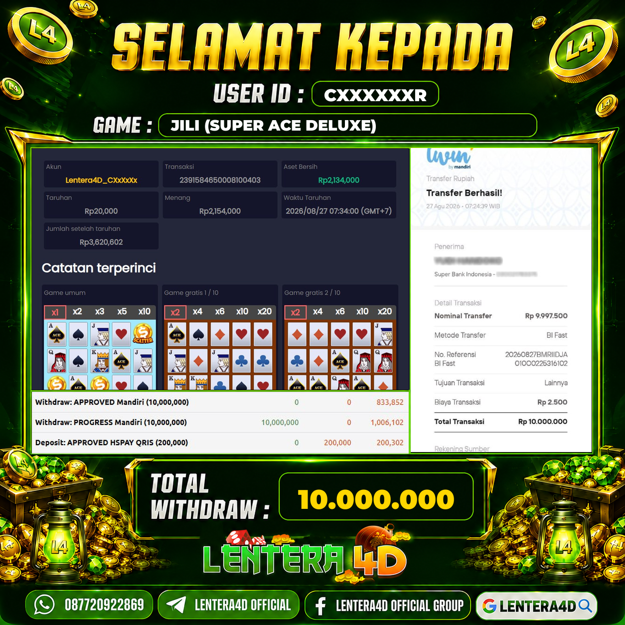 JACKPOT SUPER ACE DELUXE 27 AGUSTUS 2026